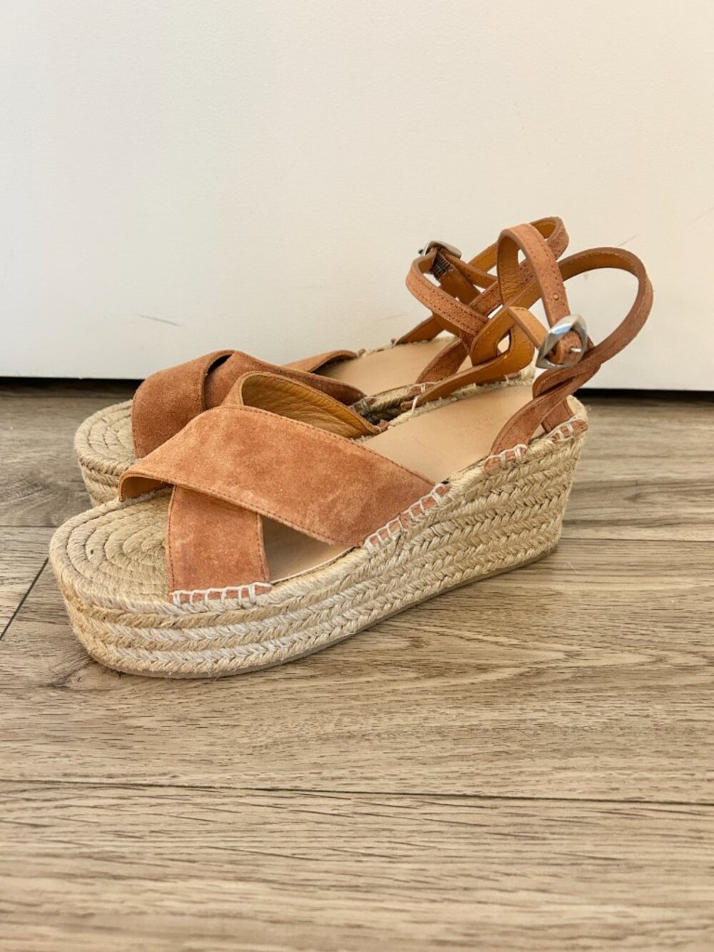Rag & Bone Hera Suede Espadrille Wedge Sandal in Tan Brown Platform EU 38/US 8 - Picture 6 of 12